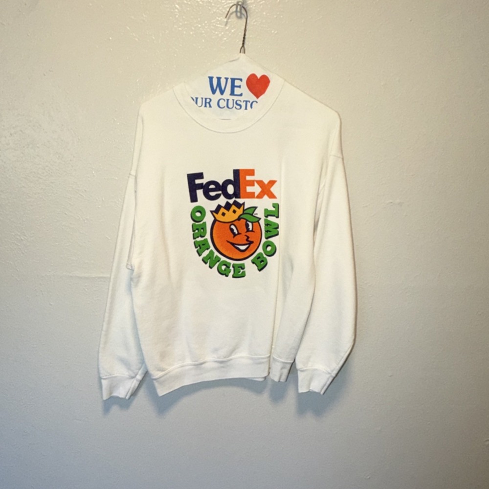 Vintage Fruit of the Loom Heavy FedEx Orange Bowl Graphic Sweatshirt White XL